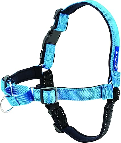 Petsafe Harnais Pour Petit Chien Deluxe Easy Walk S Réfléchissant Anti Traction Doublure En Néoprène Confortable Bleu Océan