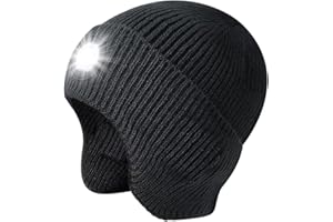 TOENAIK Gifts for Men Dad, Unisex LED Beanie Hat with Light, Rechargeable Headlamp Warm Knitted Cap, Stocking Stuffers, Gadge