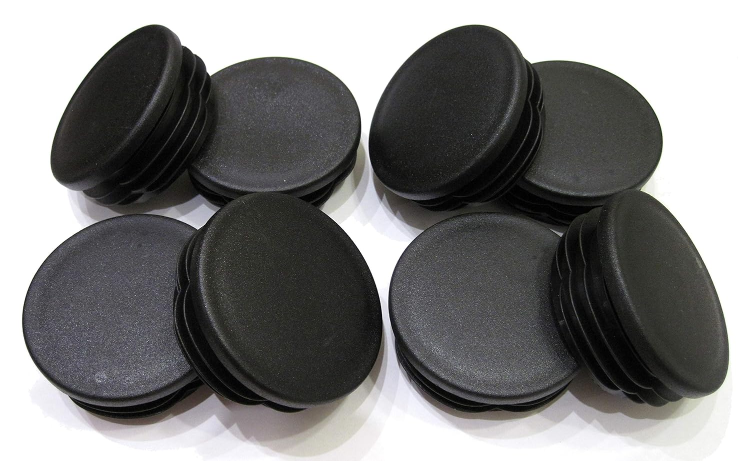 8pcs Pack: 2 1/2 Inch Round Black Plastic End Cap (for Hole Size from 2 1/4 to 2 3/8 inches), Cover for Steel Fence Post, Furniture Finishing Plug