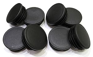 8pcs Pack: 2 1/2 Inch Round Black Plastic End Cap (for Hole Size from 2 1/4 to 2 3/8 inches), Cover for Steel Fence Post, Furniture Finishing Plug