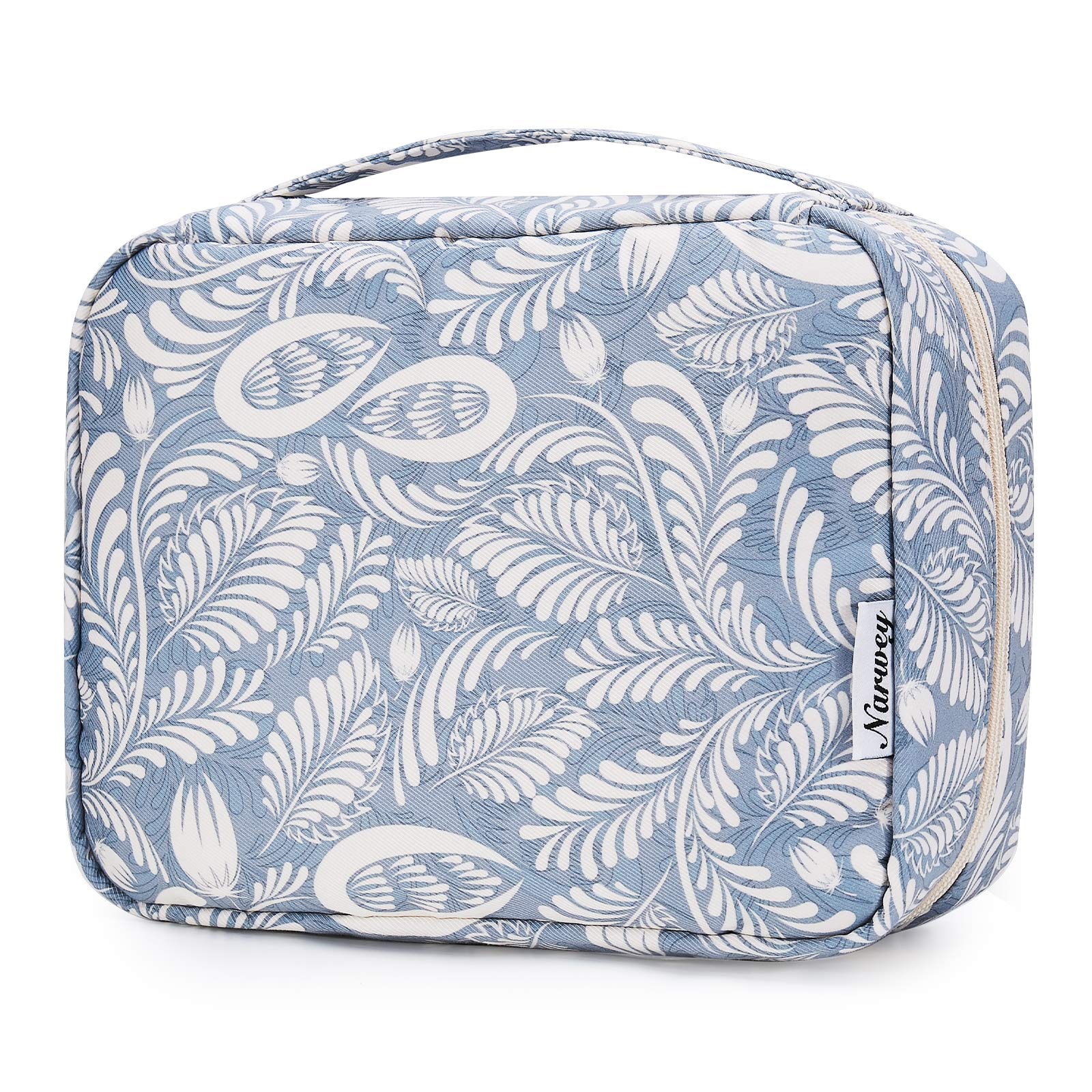 Travel Hanging Toiletry Wash Bag Toiletry Bags for Women Toiletries Bag Washbag Makeup Cosmetic Organizer for Men Girls (Blue Leaf) โ image 1