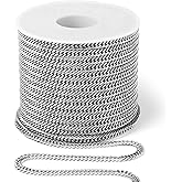 33 Feet Stainless Steel Double Cuban Link Chain Roll, 2.88mm Width 304 Stainless Steel Curb Chains Spool Bulk for Jewelry Making Chain