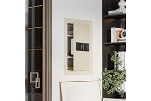 ERGOMASTER Wall Safe, Hidden In Wall Safe Between Studs, Small Safe Box with Digital Keypad & Removable Shelf, Electronic Safe for Gun Passports Money Jewelry,White