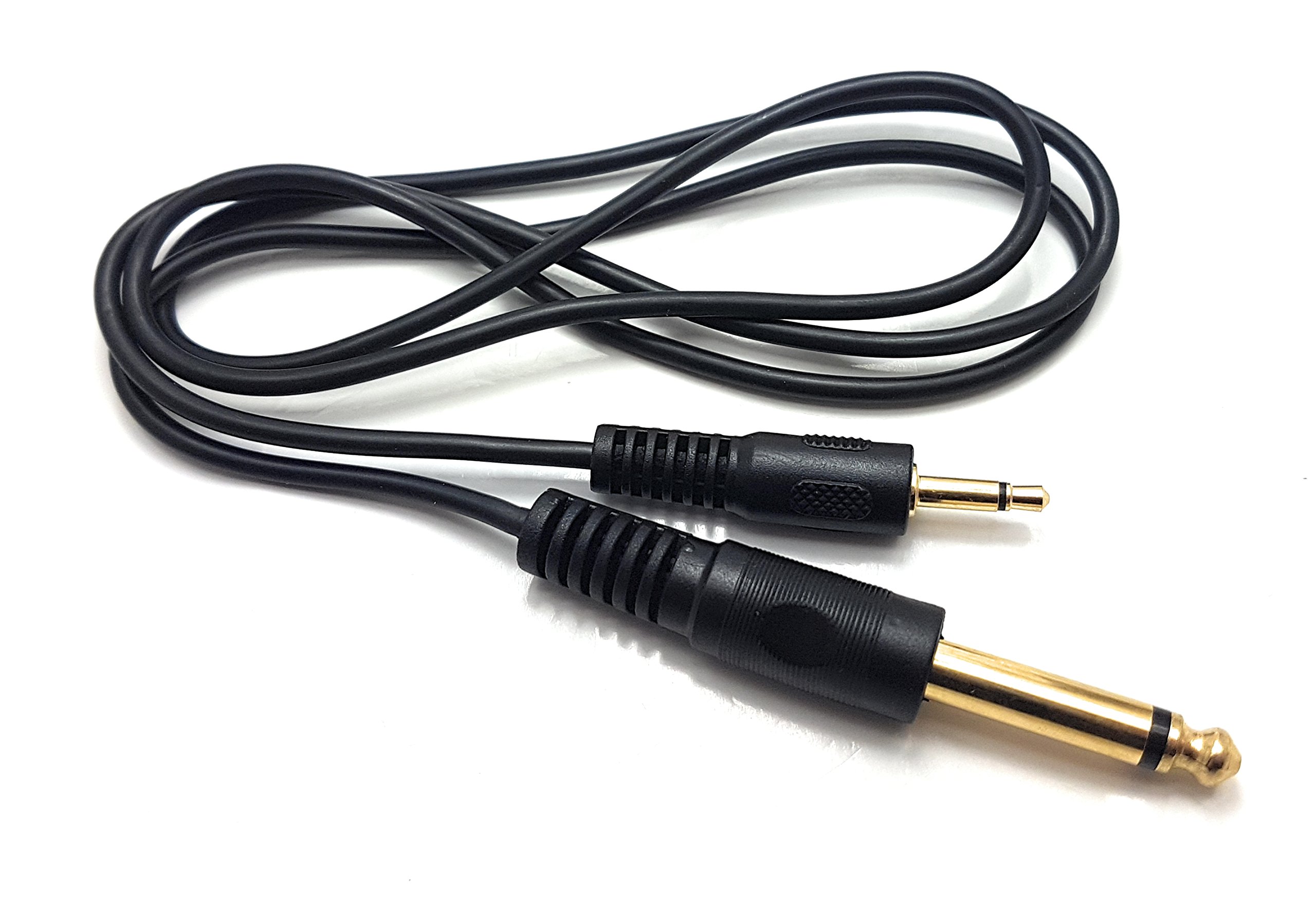 MainCore 1m 3.5mm Mono Jack to 6.35mm Mono Jack Plug Cable – Gold-Plated Audio Lead for Amps, Mixers, Guitars, Keyboards, and Recording Equipment (Available in 0.5m, 1m, 2m, 3m)