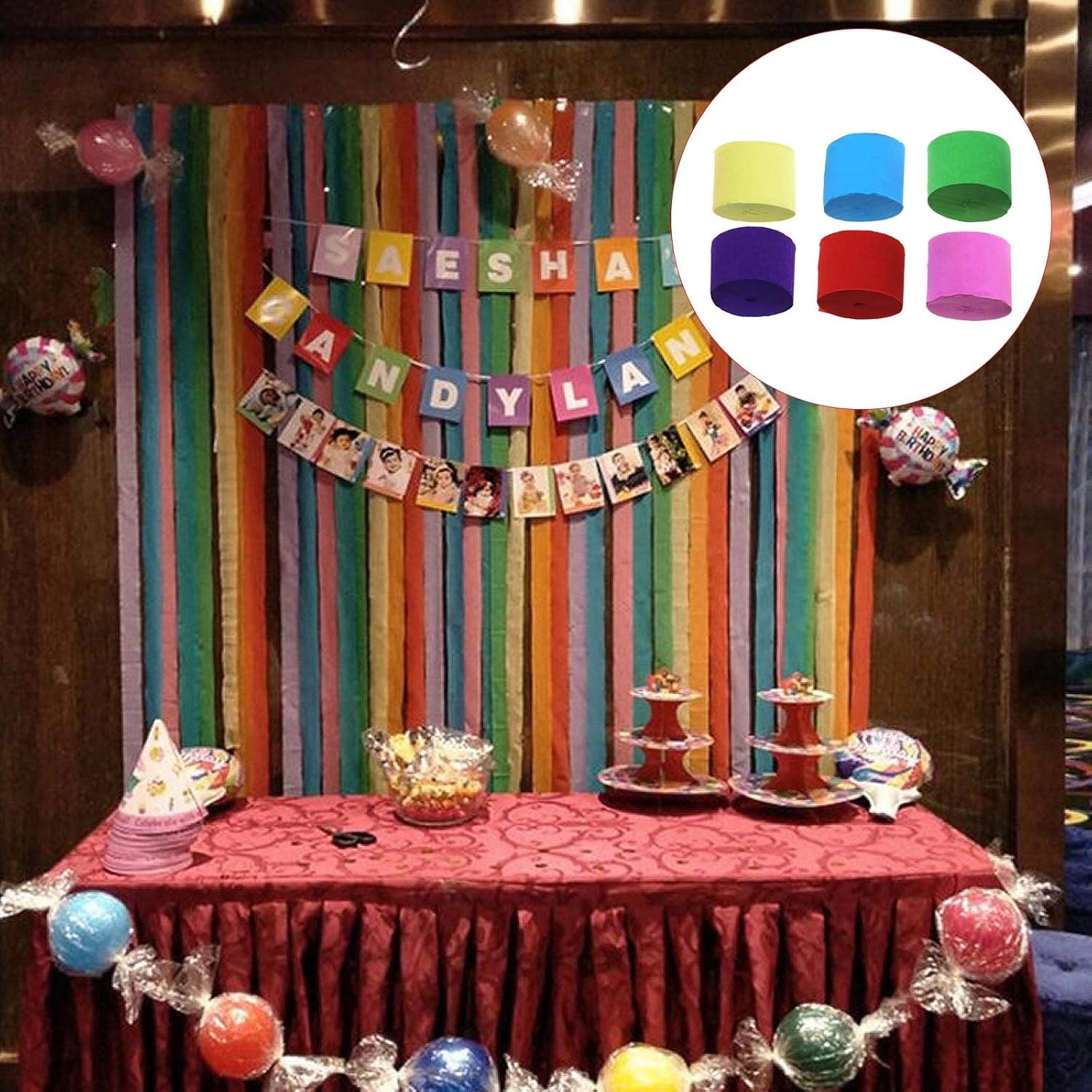 18 Rouleaux De Papier Cadeau Crepon 6 Couleurs 25 M Pour Anniversaire Mariage Fete Papier Crepon Cuisine Maison