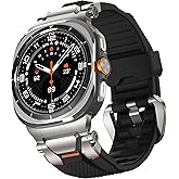 ULTIMAL Watch Band for Samsung Galaxy Watch Ultra 47mm(2025/2024) Compatible with Samsung Watch Strap Bands for Men Sport Bands for Watch Rugged Premium TPU & Metal (Black+Silver)