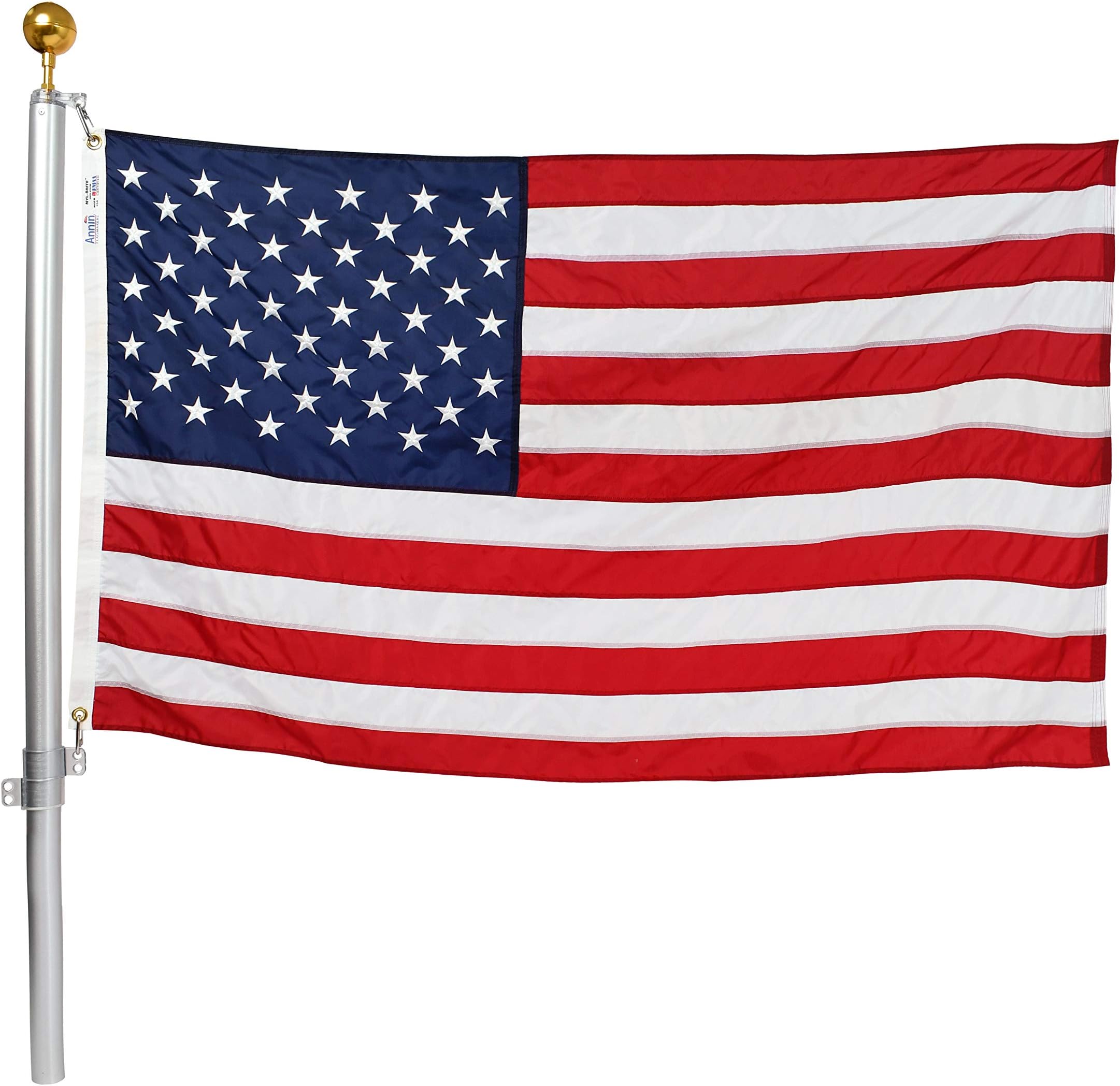 Ezpole Defender Inground Flag Pole Kit For Outdoors Heavy Duty-Winds To 130 Mph. Dual Flag Pole Holder For Outside House-Made In USA-Home Camper-Includes Pole Flag Ground Sleeve Hardware (17 Ft.)
