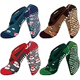 Shyyween 8 Pairs Christmas Yoga Socks for Women Non-slip Grips & Straps, Ideal for Pilates Christmas Gifts for Xmas Holiday Ballet, Dance, Barre, Hospital, Barefoot