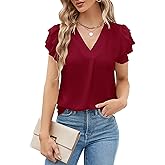 Blooming Jelly Womens Dressy Casual Shirts Short Sleeve V Neck Work Blouse Business Casual Summer Tops 2026