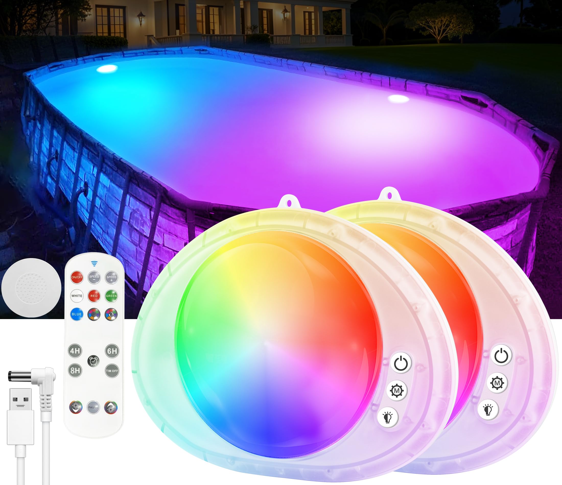 Photo 1 of ***ONLY ONE***
LanPool Rechargeable Pool Lights, 2025 Upgraded Underwater Submersible Swimming LED Pool Light with Remote Control,Waterproof Magnetic Pools Lights for Inground Above Ground Pools,Hot tub-2pcs