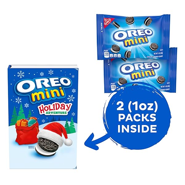 OREO HOLIDAY ADVENTURE STORYBOOK STOCKING STUFFER, 2-1 OZ SNACK PACKS OF OREO MINI CHOCOLATE SANDWICH COOKIES