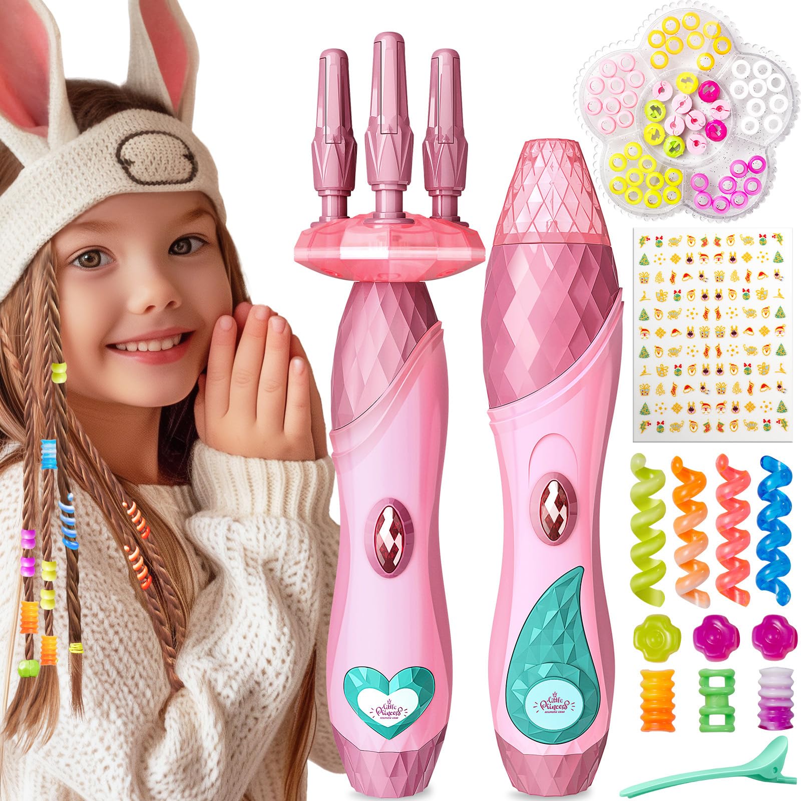 Photo 1 of Geyiie Hair Twist Toys for Grils, DIY Hair Styling Tool Toys with Halloween Nail Sticker, DIY Hair Decoration Bead Maker, Girls Pretend Dress Up Toys Gifts for Party Favor Age 5-12