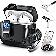 R-fun for AirPods 4 Case with Lock, Full-Body Protective Case Cocer with Upgrade New Bracket Design for Apple AirPods 4th Generation 2024 (USB-C) with Cleaning Kit and Keychain,Black