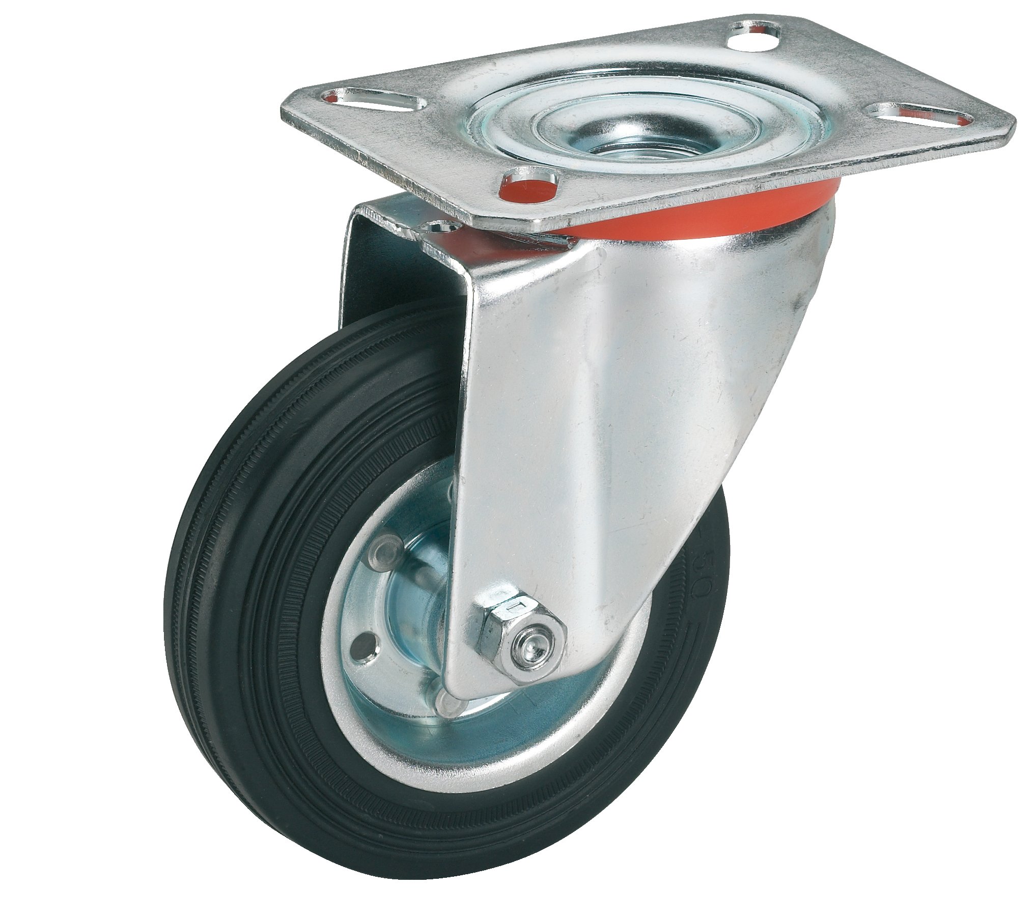 Dörner + Helmer 711222 Solid Rubber Castor Wheel with Roller Bearings 200 x 50 mm/Panel 140 x 110 mm