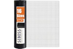 SEBOSS Black Hardware Cloth 1/2 inch 36 x 100 Ft 19-Gauge, Vinyl Coated Wire Mesh Roll, Chicken Wire Mesh, Chicken Wire Fencing, Wire Fence Roll, Garden Fence, Wire Cloth