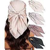 CHLINS 4 PCS 27.5 Inches Satin Head Scarf Silk Scarf for Women Lightweight Hair Bandanas Head Scarves Neck Scarf Hair Wrap