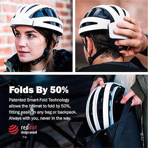 FEND One Foldable Bike Helmet – Patented Smart-Fold 50% Compact Design,  Award-Winning Safety CPSC/EN1078 Certi
