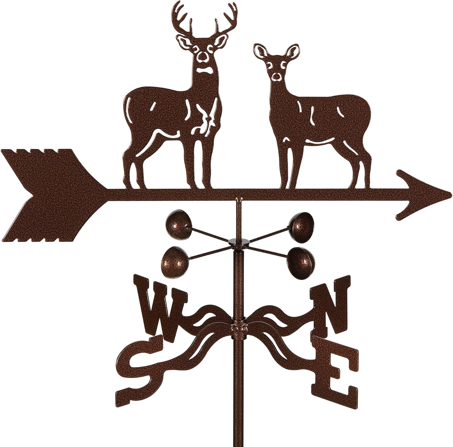 Weathervanes - EZ Vane Steel Standing Deer Weathervane 80” Height, Includes Metal Garden Mount, Wind Cups & Brackets | Hand-Crafted and Family-Owned, Made in The USA with Triple Powder Coating, Limited