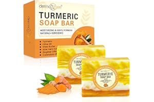 DERMAXGEN Organic Turmeric Soap Bar | Pure Natural Handcrafted Skincare, Face & Body Cleanser | Blemish Control, Reduce Acne, Evens Tone, Fades Scars, Sun Damage, Age Spots (Pack of 2)