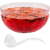 Upper Midland Products Crystal Cut Plastic Punch Bowl With Ladle 3 Gallon Large Bowls For Parties