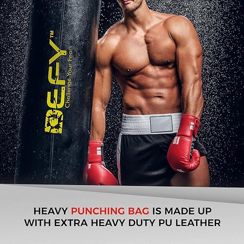 DEFY Heavy Duty Punching Bag for Boxing – Premium Leather Unfilled