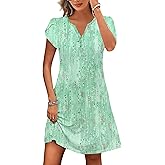 ETCYY Women's Casual T Shirt Dress Short Sleeve Summer Dresses 2026 Spring Clothes Boho Beach Vacation Sun Dress with Pockets
