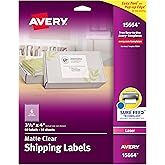 Avery Matte Clear Shipping Labels, Sure Feed Technology, Laser, 3-1/3" x 4", 60 Labels, 5 Packs (15664)