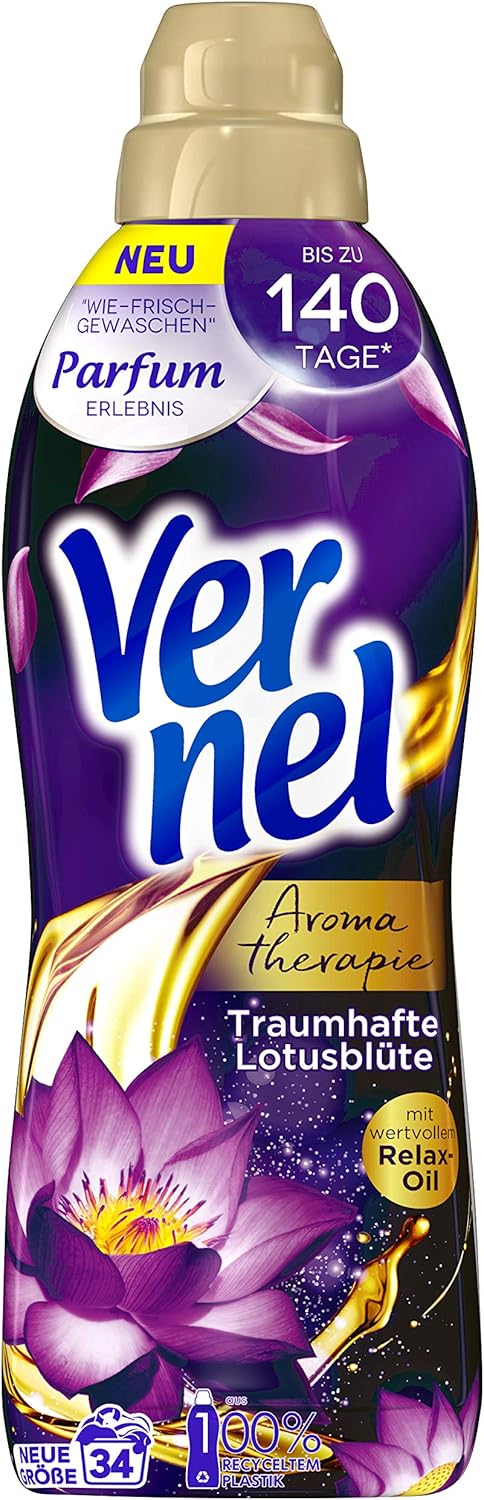 Vernel Aromatherapie Traumhafte Lotusblüte, Weichspüler, 34 (1x34) Waschladungen, für einen langanhaltenden Duft und traumhaft weiche Wäsche