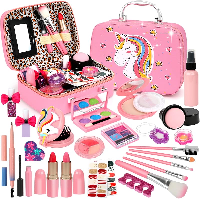 Flybay Kids Makeup Set 26 Pcs Non Toxic Washable Portable Case