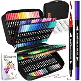120 Colors Dual Tip Brush Pens Art Markers for Adult Coloring Books, Artist Drawing Sketch Markers Set with Fine & Brush Tip