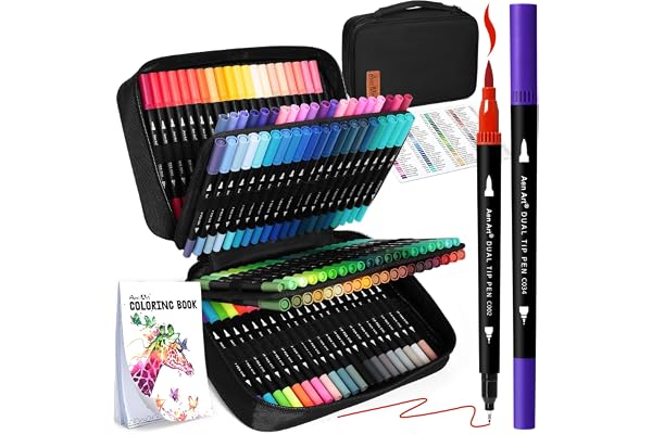 120 Colors Dual Tip Brush Pens Art Markers for Adult Coloring Books, Artist Drawing Sketch Markers Set with Fine & Brush Tip
