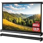 Pyle Portable Projector Screen 40 Inch - Versatile Mobile Stand, Easy Pull-Out, Lightweight &amp; Durable for Indoor and Outdoor Presentations, Schools, Meetings, and Conferences, PRJTP46, White