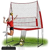 SCHENG-V Volleyball Net 6.5-8 FT, Height Adjustable Portable Training Net | Stable Triangle Structure and Balance Rod for Indoor and Outdoor Practice, Backyard Games and Volleyball Skill Training