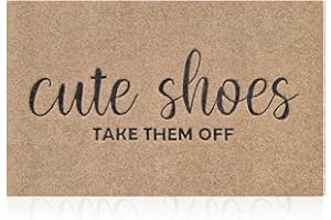 AOAOPQ Welcome Mat for Front Door Outdoor Entryway Cute Shoes Take Them Off Indoor Mats with Rubber Backing Doormat Non Slip Easy to Clean Natural Outside Brown
