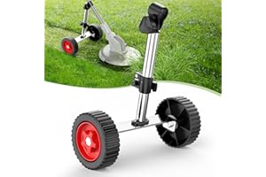 DENQIR Adjustable Height Weed Wacker Wheel Attachment, Upgrade Design Walk Behind String Trimmer Auxiliary Wheels for Most Mowers Shaft Tubes of 25mm/26mm and 28mm, Push Weed Eater for Easy Push Weed Trimmer