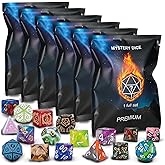 QMAY Polyhedral Dice - 48PCS Mystery Dice Set, Various Styles, Random D&D Dice Patterns & Dice Bag, 6 Mystery Bags, DND Gifts
