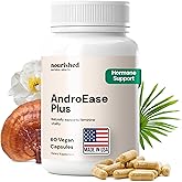 Nourished AndroEase Plus - Vegan Hormone Balance for Women - Zinc, Reishi, Green Tea and Saw Palmetto for Women - for Energy, Vitality, Facial Hair and Daily Wellness - 60 Capsules, Made in USA