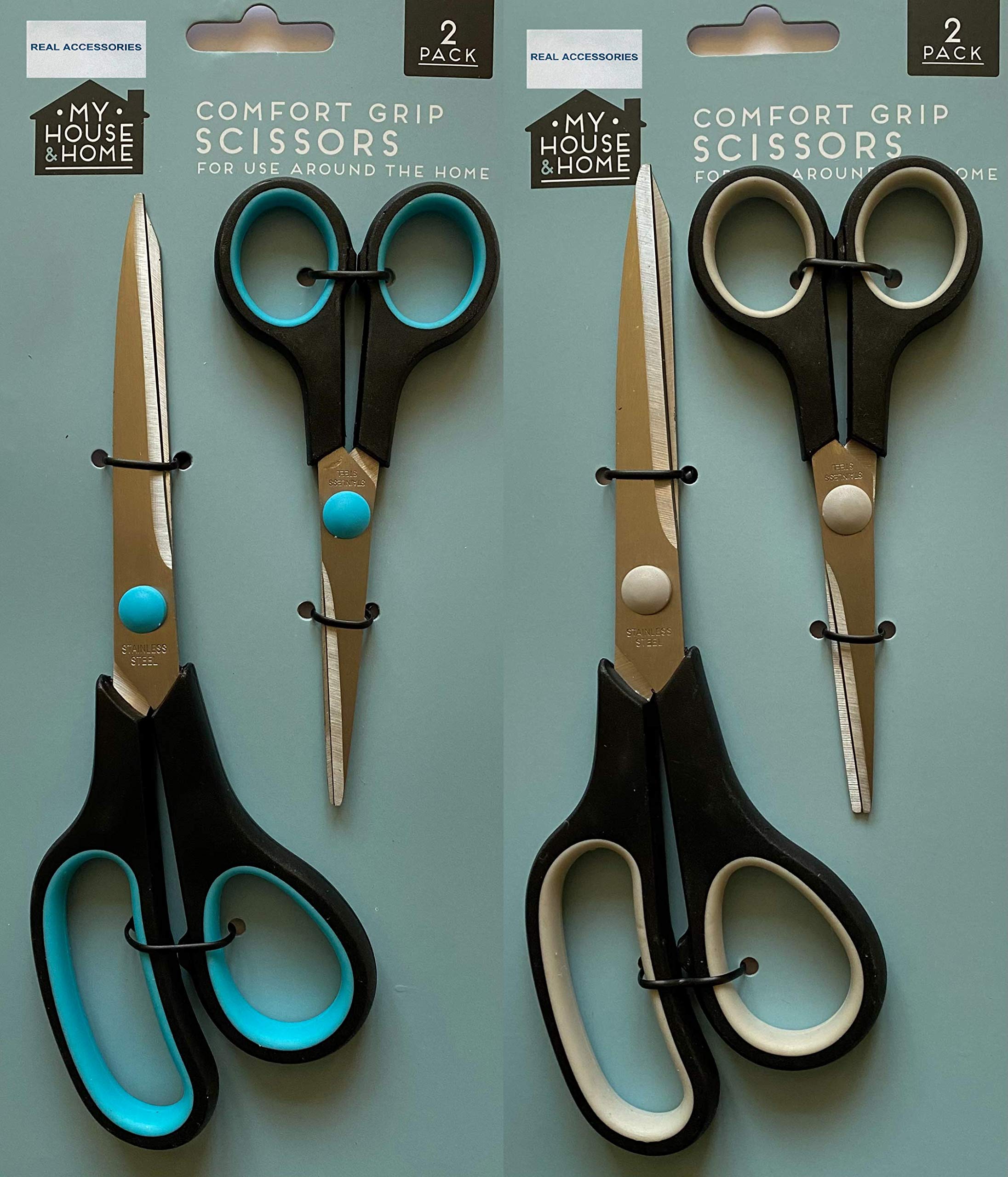Scissors Set of 4 Comfort Soft Grip Handles | Ultra Sharp Scissors Stainless Steel Blades | Craft Scissors for Adults Can Be Use As School, Home, Office, Craft, Sewing Scissors Stationery
