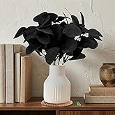 Artificial Eucalyptus Greenery Stems in Ceramic Vase 10Pcs Fake Plants Eucalyptus Leaves for Centerpiece Table Decorations Home Room Decor office desk decor Greenery Decor indoor (Black and White)