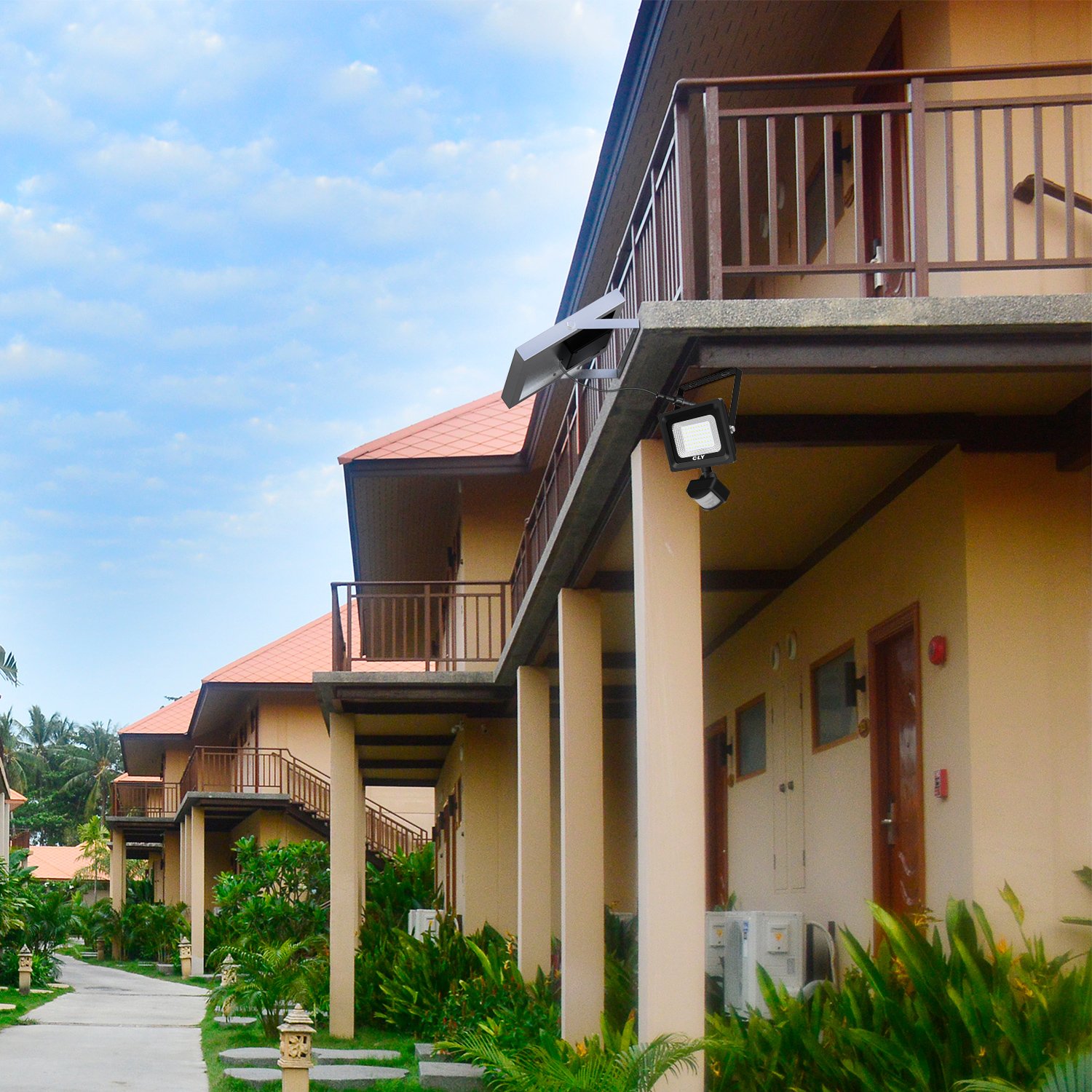 Projecteur Solaire Exterieur Avec Détecteur, CLY Lampe Solaire Extérieur Avec Détecteur de Mouvement, 60 LED Spot Solaire Exterieur Détecteur, Eclairage Solaires Extérieur 400 Lumen, Étanche IP 66 Pour Gazon, Jardin, Patio