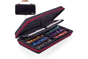 SIQUK Dice Storage Case Dice Organiser Holder Removable Slotted Tray with Handle for Dungeons & Dragons and Other RPG Table Games, Holds Up to 8 Sets of Dice, Red, Modern