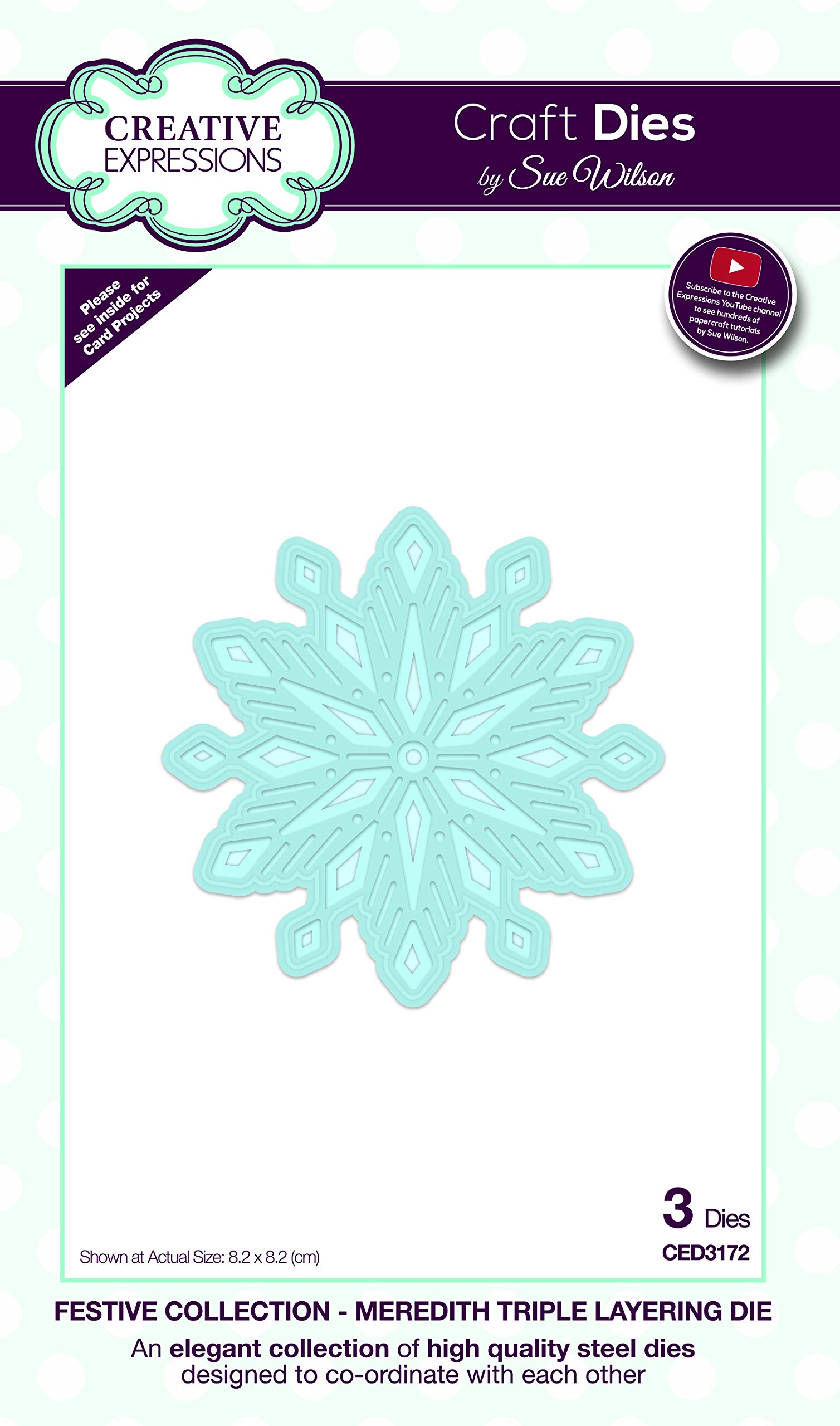 Creative Expressions Sue Wilson Festive Collection Meredith Triple Layering Die, Metal, Largest Die 8.2 x 8.2 cm