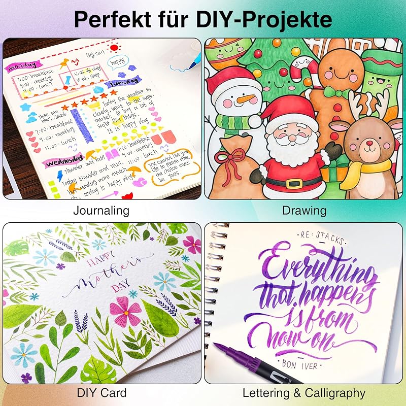 Rotuladores para colorear, punta de fieltro, 24 colores, doble punta de pincel, marcadores artísticos para niños y adultos, marcadores de punta fina para dibujar,dibujar, diseño de caligrafía, pintura