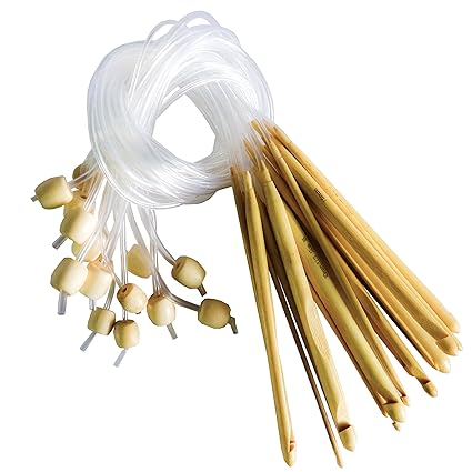 16 Stück 15cm Bambus Afghan Tunesische Häkelnadel Set von Curtzy - Ideal Kit zum Häkeln vieler Muster und Projekte einschließ