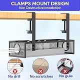 DECOHOME Under Desk Cable Management Tray No-Drill Mesh Wire Basket Organizer view 2