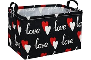 Essme Rectangular Heart Basket Gift Storage Box,Heart Storage Bins Organizer with Handles for Girls Room Decor,Basket,Shelf Basket.(Black love)