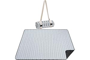 WILLOW WEAVE Picnic Blankets Washable | Beach Mat Sand Free Waterproof | Camping Blankets | Emergency Blankets | Picnic Baskets Accessories with Waterproof Backing and Shoulder Strap - BlueLeaf