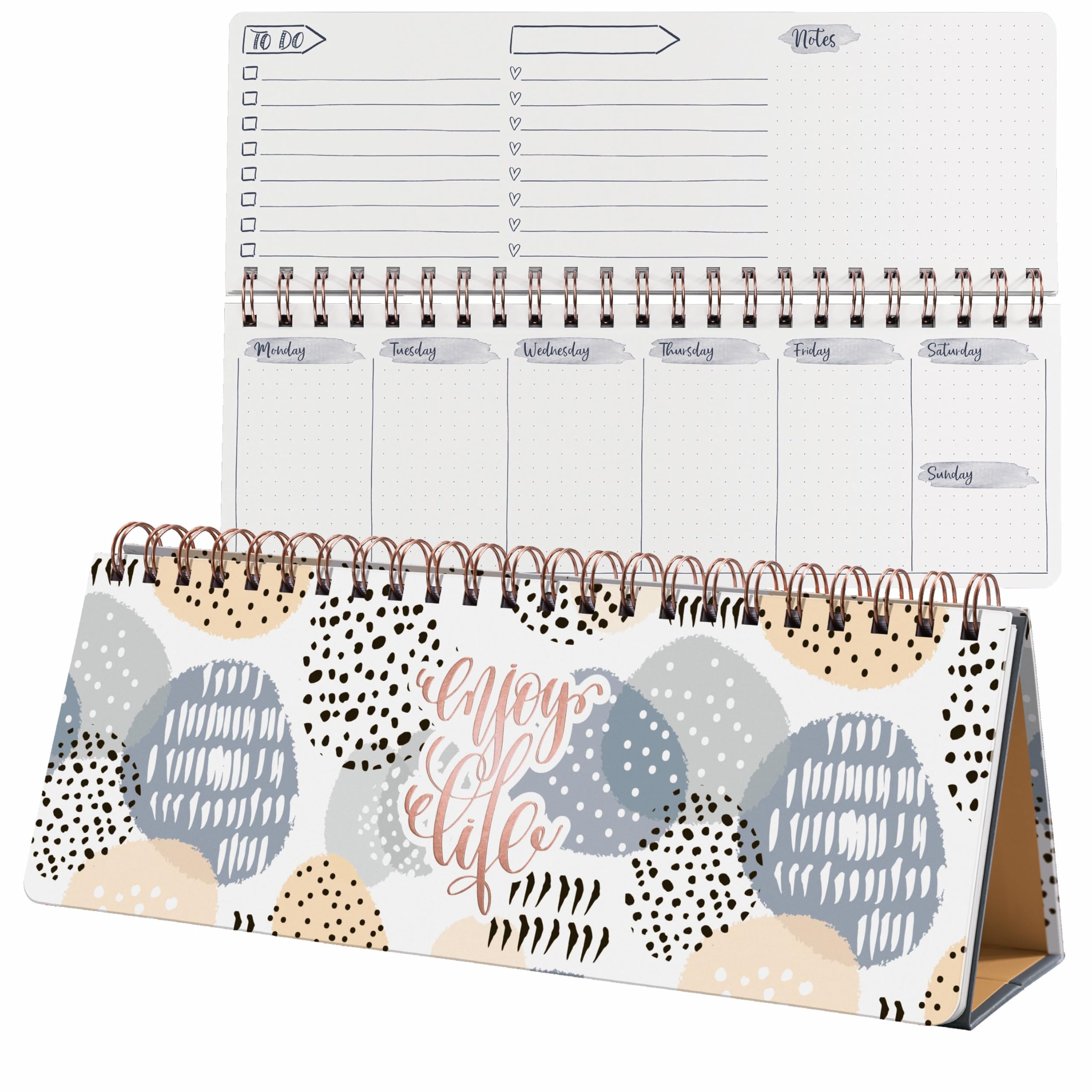 SIGEL JP101 Jolie Weekly diary undated - Apricot Inspiration - 100 g/m² - 30 x 11,4 cm - hardcover - 124 pages - White, apricot, Grey