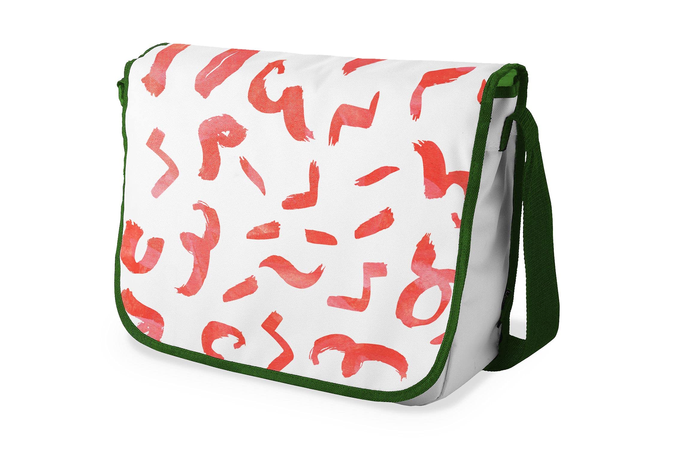 Bonamaison Digitally Printed Messenger School Bag with Khaki Strap for Students, Cross Body Bag, Courier Bag, Shoulder Bag for School, Back to School, Size: 29x36 Cm