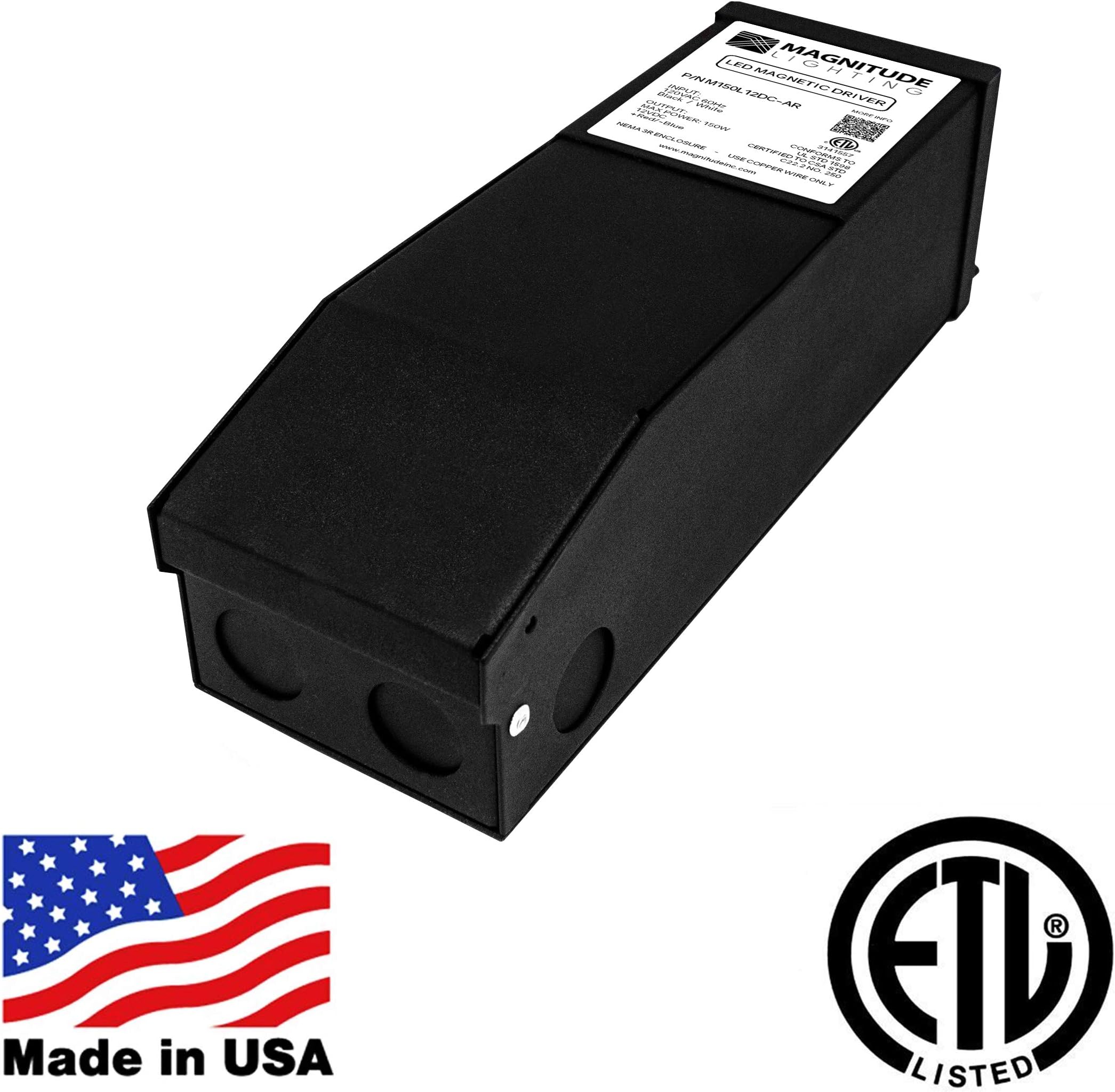 Magnitude LED Driver Dimmable Transformer, 100 Watt 110V AC-12V DC Transformer. Made in The USA. Compatible with Leviton for Constant Voltage LED Products